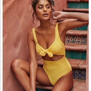Yellow Women Swim One Piece